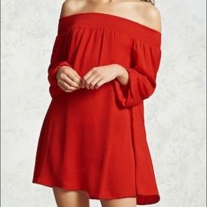 Forever 21 red cold shoulder dress